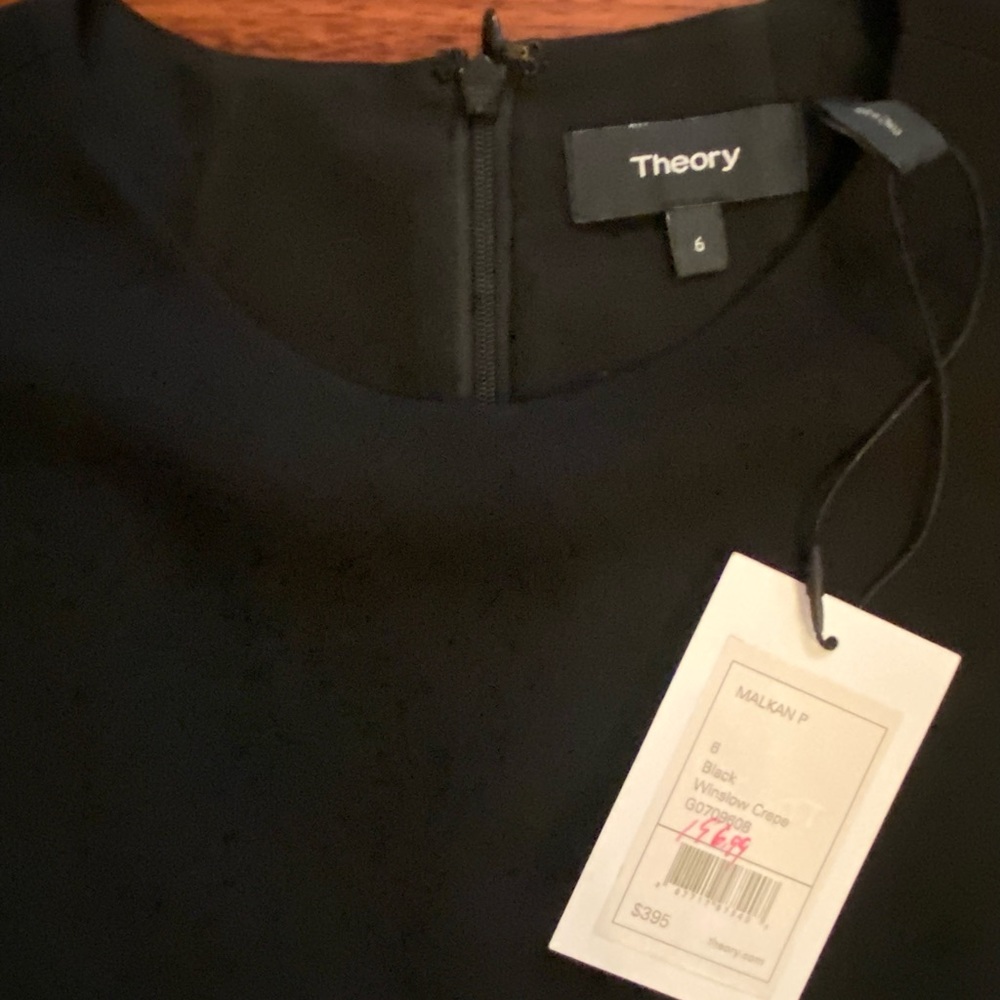 New THEORY Women Black Malkan P Winslow Layered Pleated Skirt Dress Size 6 - Picture 7 of 8